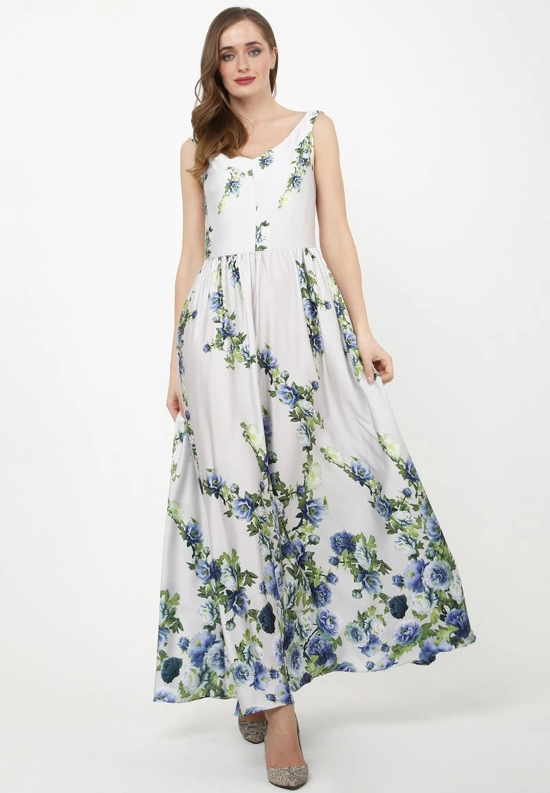 Miglior prezzo 𧨠Madam-T Donna Vestito Lungo - Hellgrau, Blau βοΈ - immagine 2