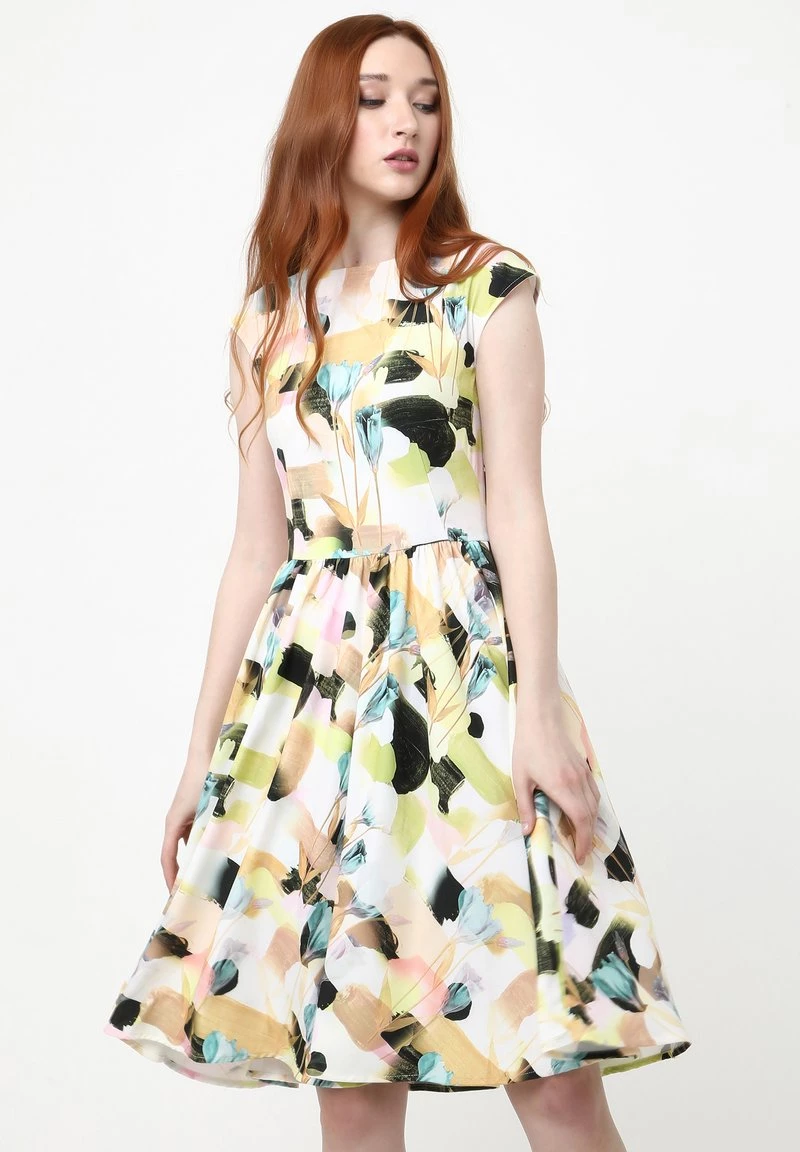 Nuovo β€οΈ Madam-T Donna Vestito Estivo - Beige Hellgrün β