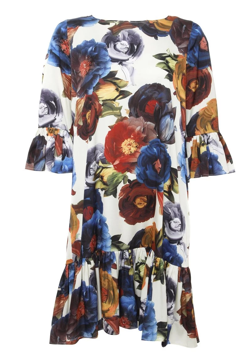 Miglior prezzo π Madam-T Donna Vestito Estivo - Beige, Blau β - immagine 4