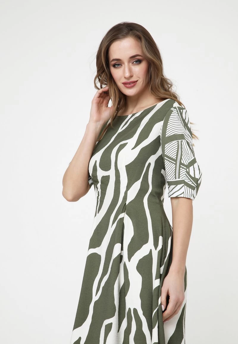 Vendita calda π Madam-T Donna KLEID ROBERTA - Vestito Estivo - Khaki/weiß β€οΈ - immagine 4