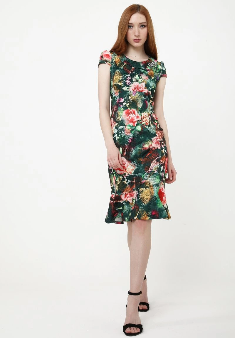 Il piΓΉ economico π Madam-T Donna DEVENTA - Vestito Estivo - Grün, Koralle π - immagine 2