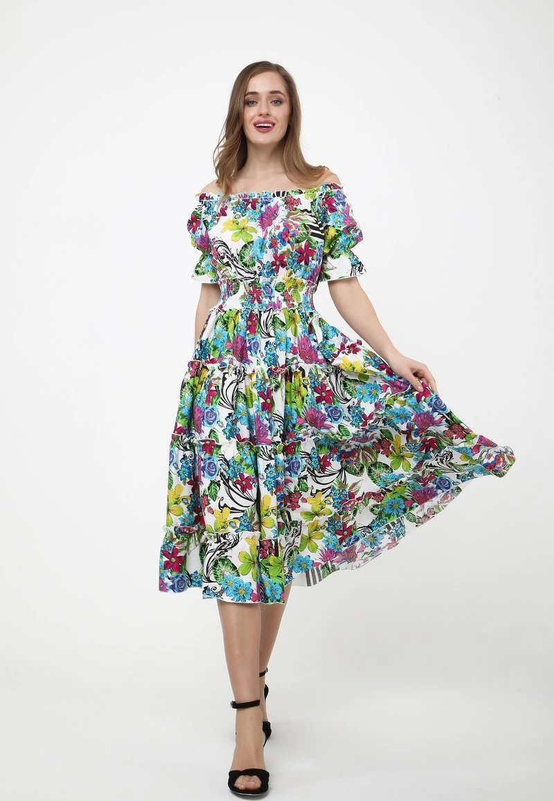 Buono β¨ Madam-T Donna Vestito Estivo - Weiß Hellblau π - immagine 4