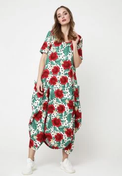 Buono 💯 Madam-T Donna KOSKA - Vestito Estivo - Weiß/rot 🔔