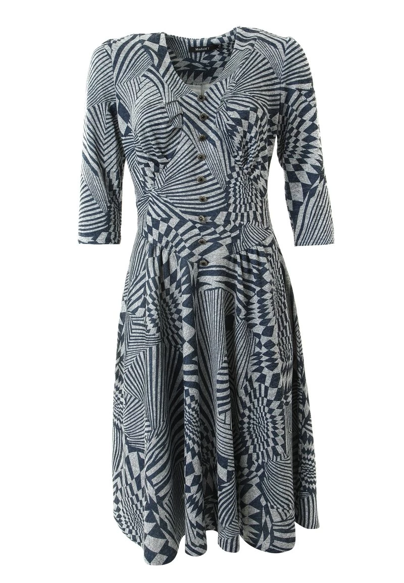 Nuovo π Madam-T Donna DAISY - Vestito Estivo - Grau/ Blau π - immagine 8