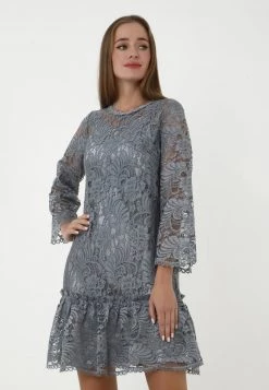 Nuovo 💯 Madam-T Donna FIKERA - Vestito Elegante - Grau ⭐