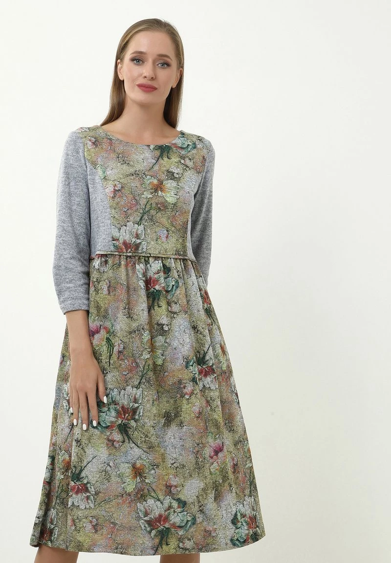 Nuovo π Madam-T Donna KLEID CHARLIS - Vestito Estivo - Oliv, Grau π₯°