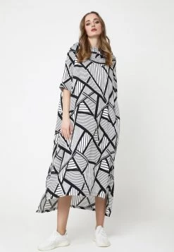 I primi 10 😉 Madam-T Donna ADELINARA - Vestito Lungo - Schwarz/ Weiß ⌛