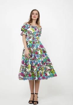 Buono β¨ Madam-T Donna Vestito Estivo - Weiß Hellblau π