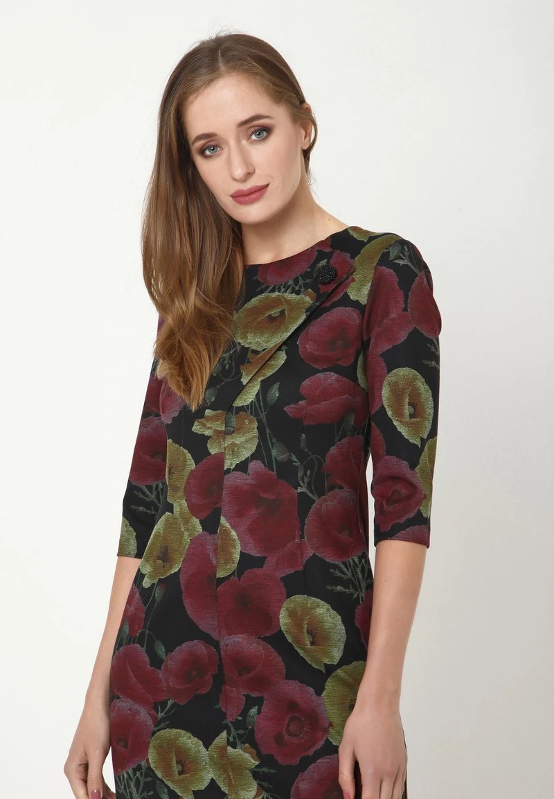 Nuovo 𧨠Madam-T Donna JERSEYKLEID - Vestito Di Maglina - Schwarz/weinrot π - immagine 5