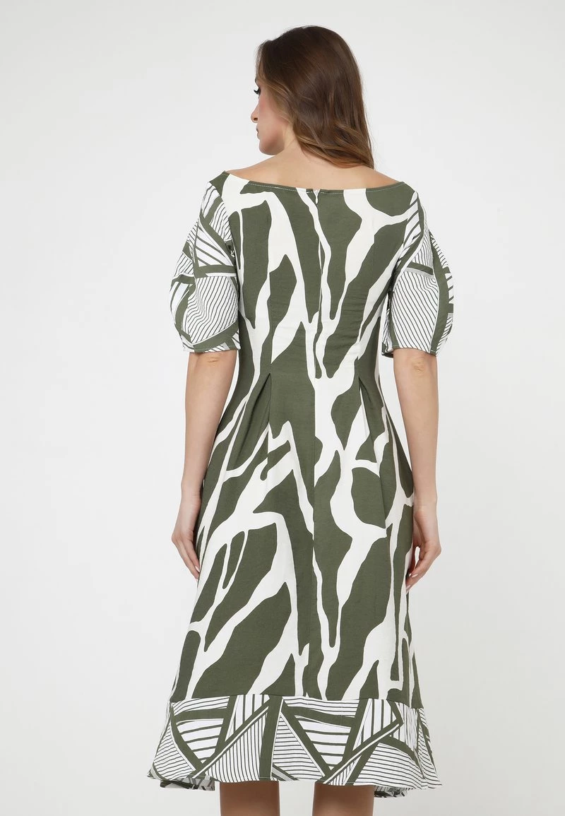 Vendita calda π Madam-T Donna KLEID ROBERTA - Vestito Estivo - Khaki/weiß β€οΈ - immagine 3