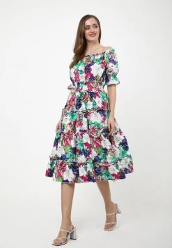 Bilancio 😍 Madam-T Donna Vestito Estivo - Weiß Himbeere 😉