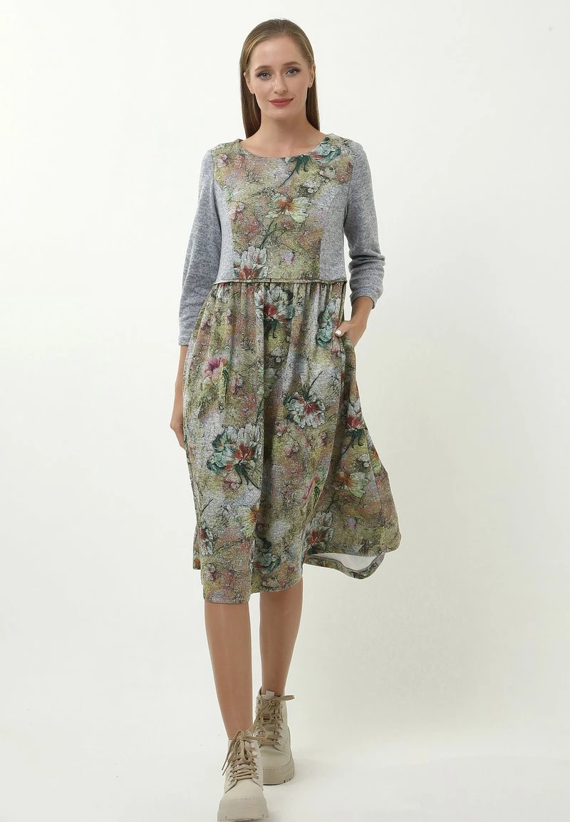 Nuovo π Madam-T Donna KLEID CHARLIS - Vestito Estivo - Oliv, Grau π₯° - immagine 2