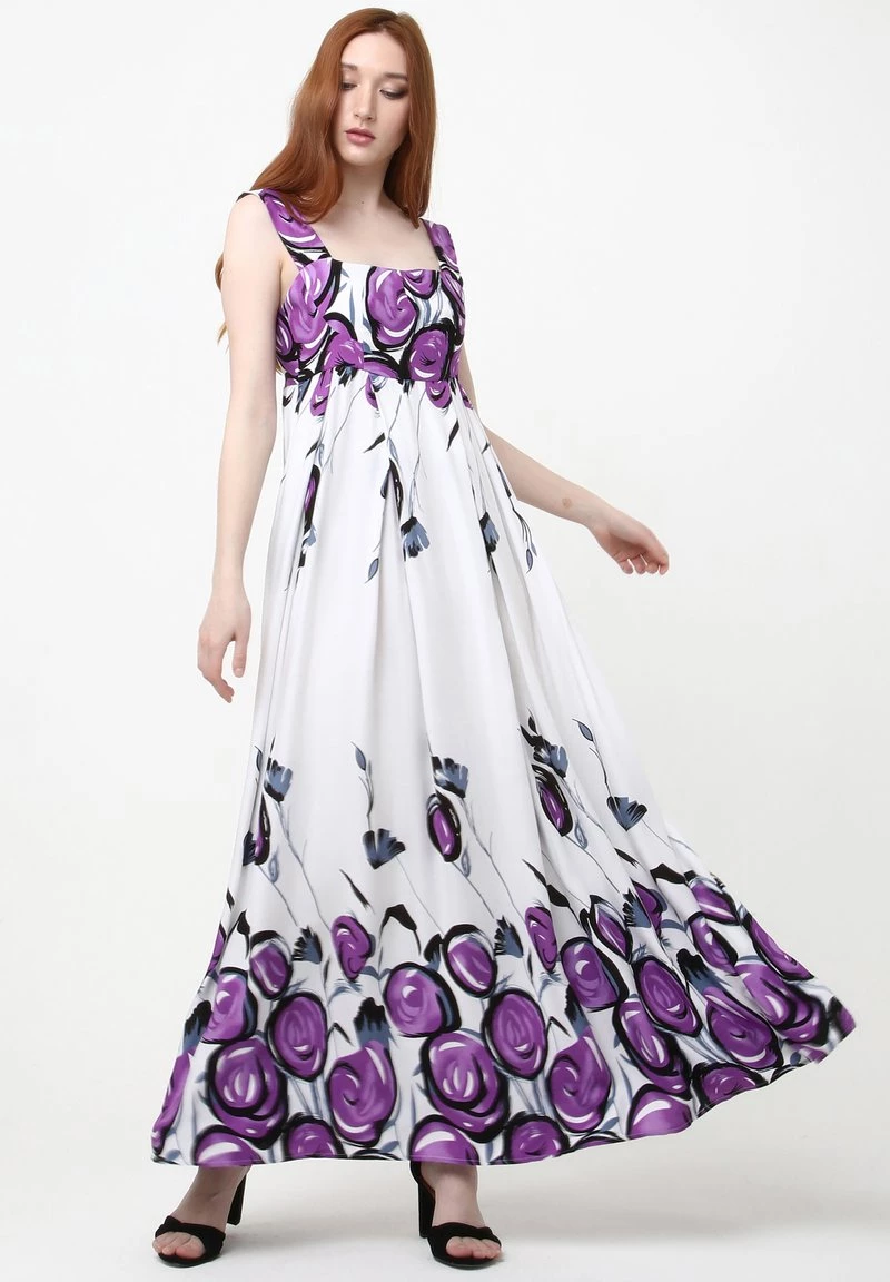 Migliore vendita π Madam-T Donna TOSCANA - Vestito Estivo - Weiß, Lila π