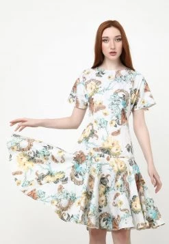 Nuovo 🥰 Madam-T Donna SOKASA - Vestito Estivo - Milchig, Hellbraun 🔔