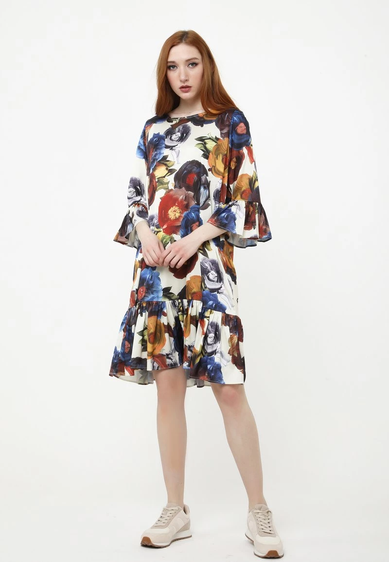 Miglior prezzo π Madam-T Donna Vestito Estivo - Beige, Blau β