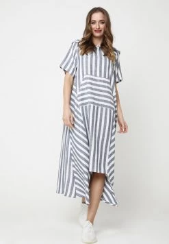 Nuovo di zecca 🥰 Madam-T Donna KIRATA - Vestito Estivo - Blau, Weiß 🛒