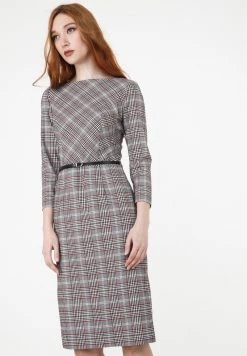 Il più economico 🌟 Madam-T Donna Vestito Estivo - Grau/ Weinrot ✔️