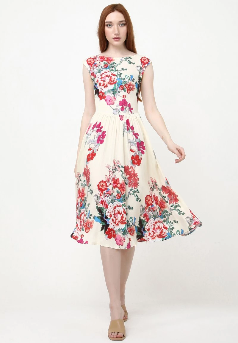 Promo π Madam-T Donna Vestito Estivo - Beige Rot π - immagine 2