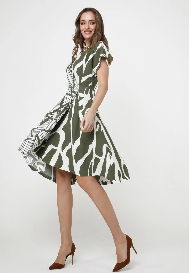 Migliore vendita π Madam-T Donna Vestito Estivo - Khaki, Weiß π - immagine 2