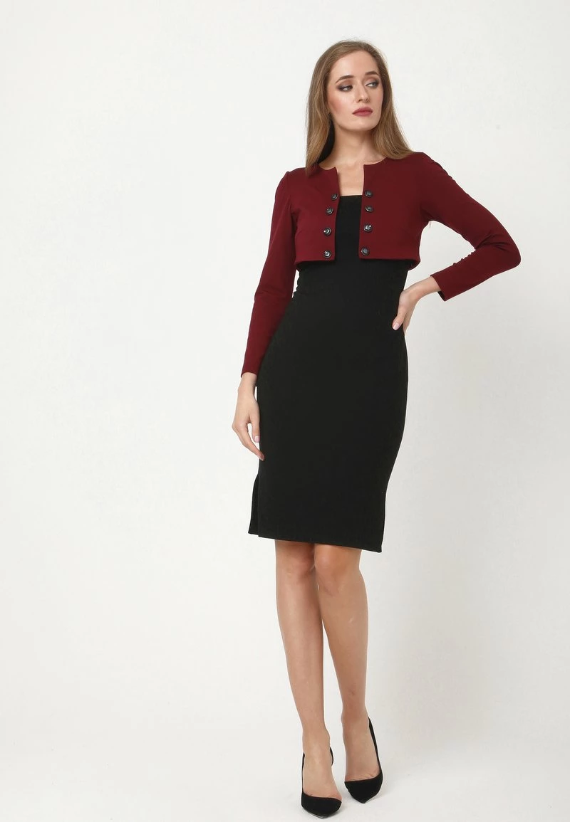 Migliore vendita π Madam-T Donna Vestito Di Maglina - Schwarz, Weinrot π€© - immagine 2