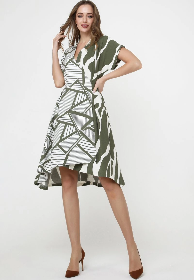 Migliore vendita π Madam-T Donna Vestito Estivo - Khaki, Weiß π - immagine 4