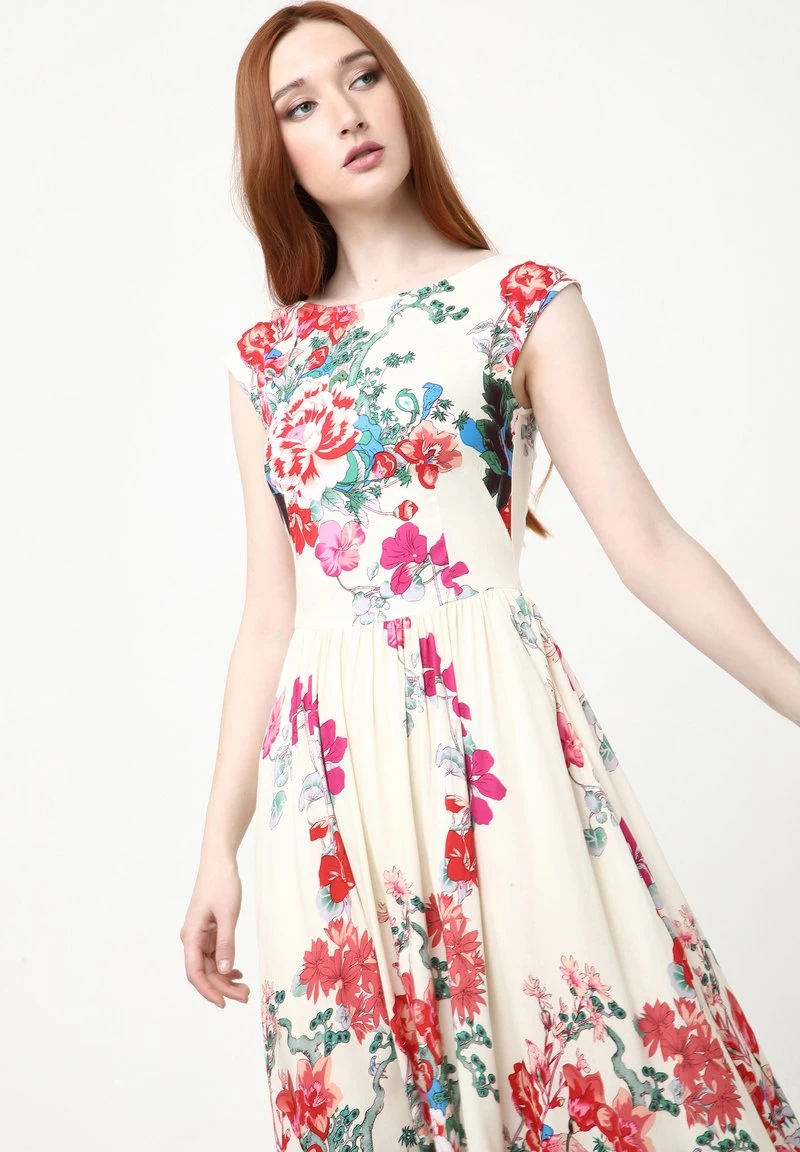 Promo π Madam-T Donna Vestito Estivo - Beige Rot π - immagine 5